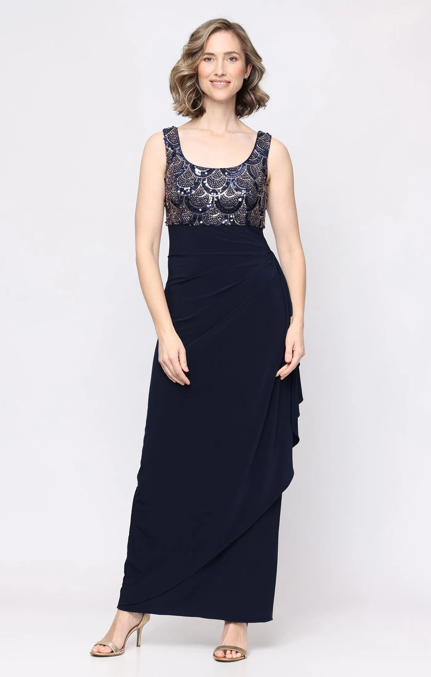 Long Empire Waist Dress with Sequin Bolero Jacket sold by Alex Evenings product image thumbnail 3