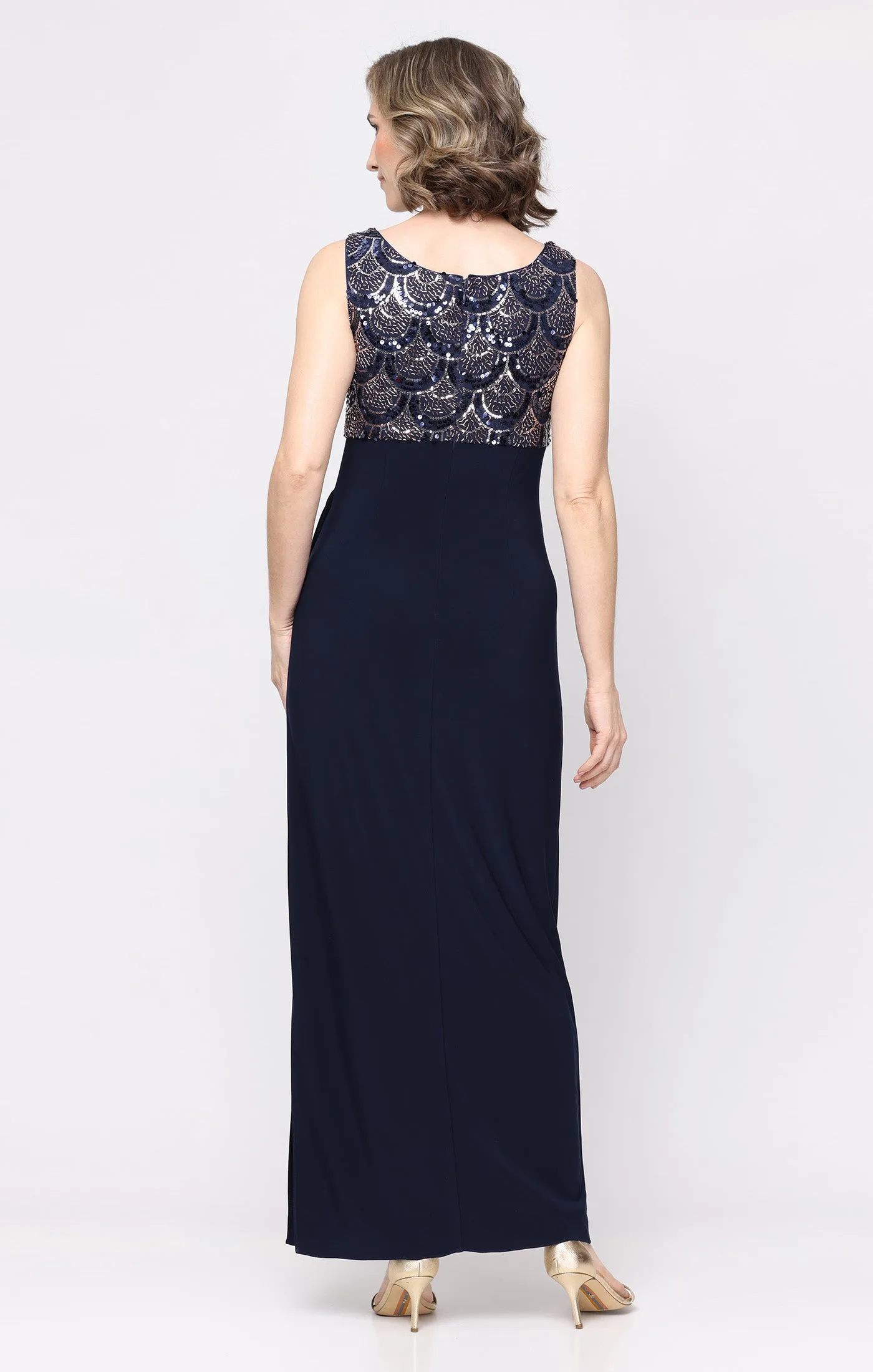 Long Empire Waist Dress with Sequin Bolero Jacket sold by Alex Evenings product image thumbnail 4