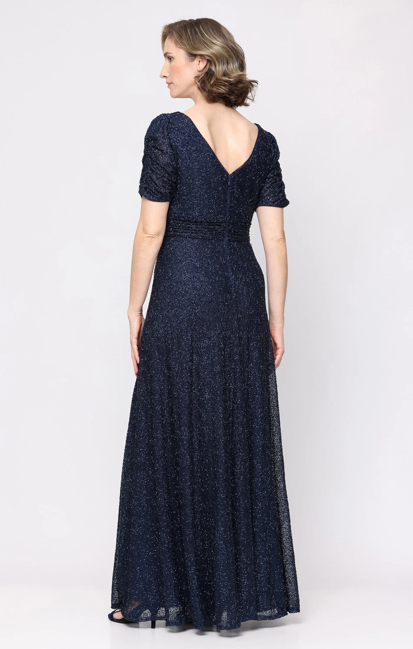 Long Sequin Dress with Ruched Waist sold by Alex Evenings product image thumbnail 3