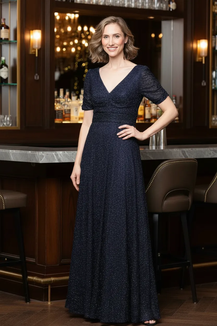 Long Sequin Dress with Ruched Waist sold by Alex Evenings product image thumbnail 4