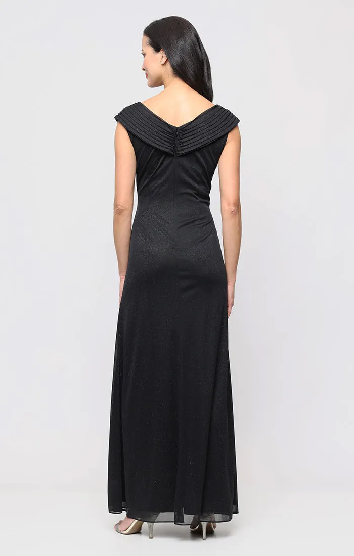 Regular - Glitter Mesh Dress with Portrait Collar Neckline sold by Alex Evenings product image thumbnail 3
