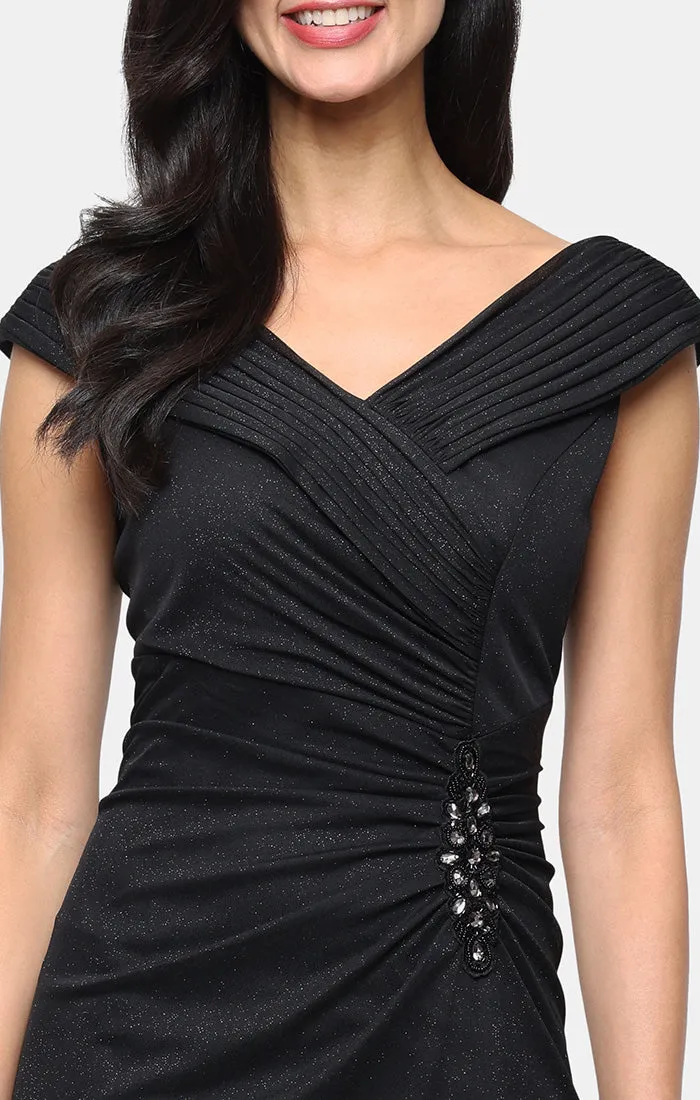 Regular - Glitter Mesh Dress with Portrait Collar Neckline sold by Alex Evenings product image thumbnail 2