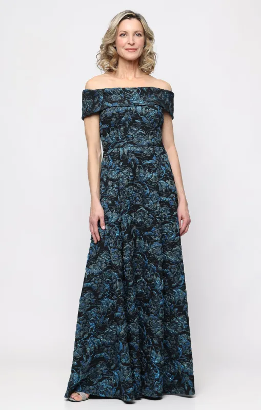 *Long Off the Shoulder Printed Ballgown made by Alex Evenings