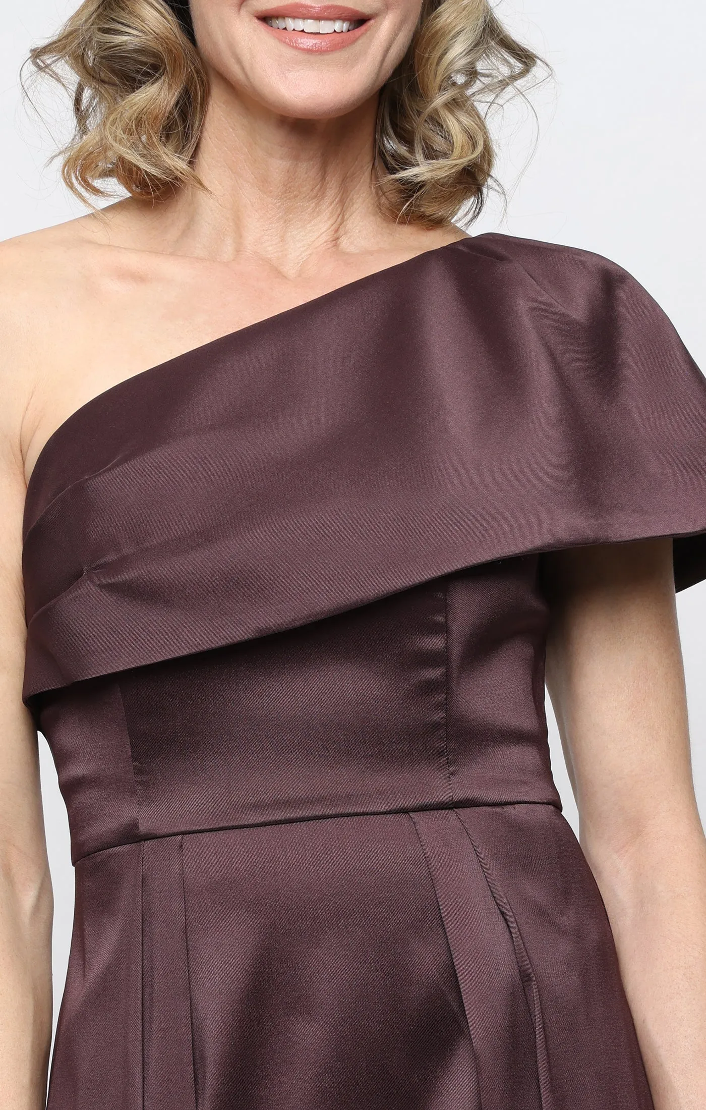 *Long Stretch Mikado One Shoulder Dress with Foldover Neckline sold by Alex Evenings product image thumbnail 2