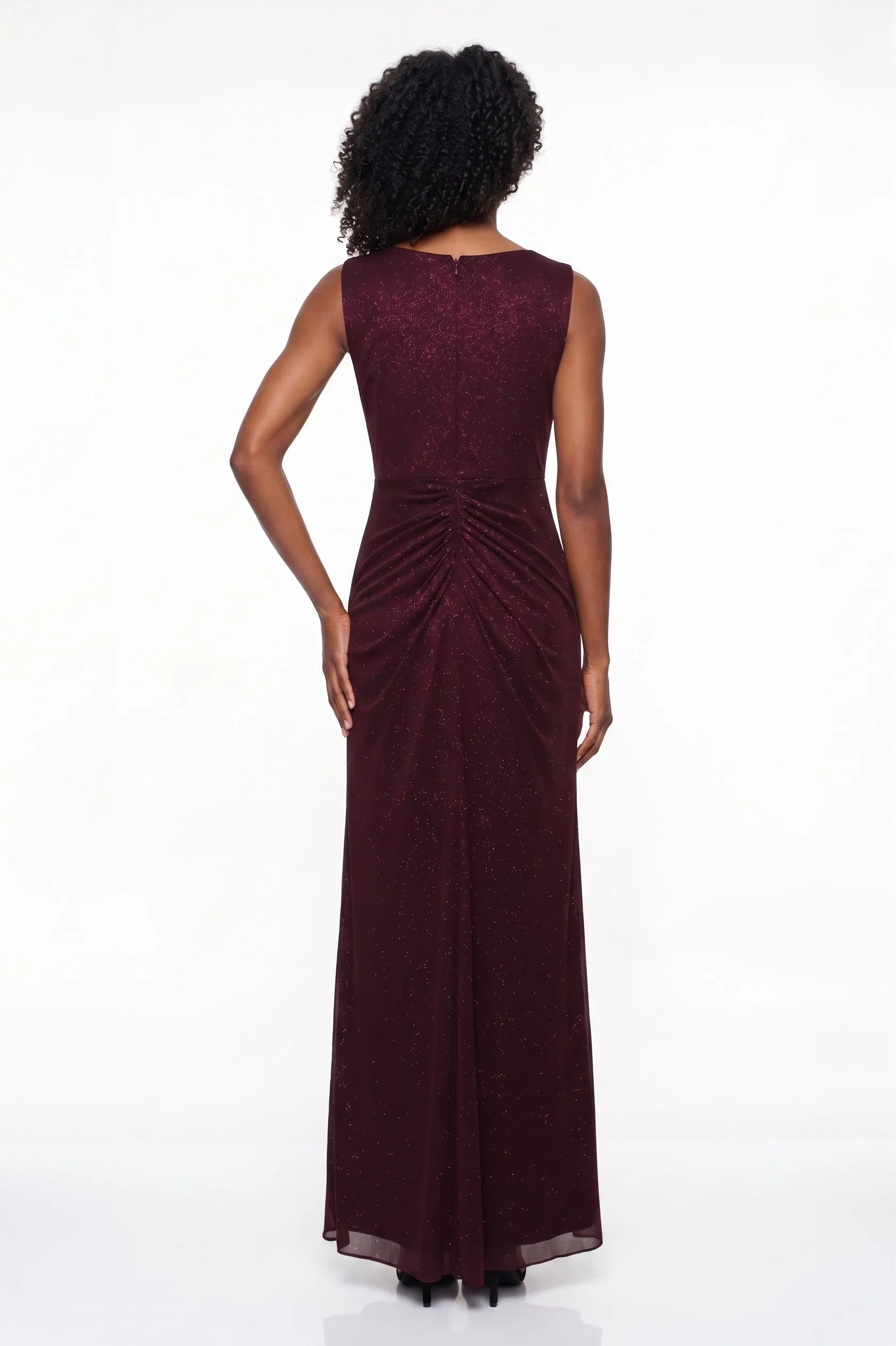 Petite Long Sleeveless Glitter Mesh Dress sold by Alex Evenings product image thumbnail 5