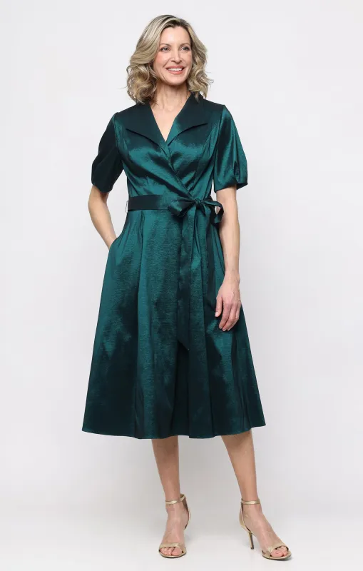 Midi Stretch Taffeta A-Line Dress made by Alex Evenings