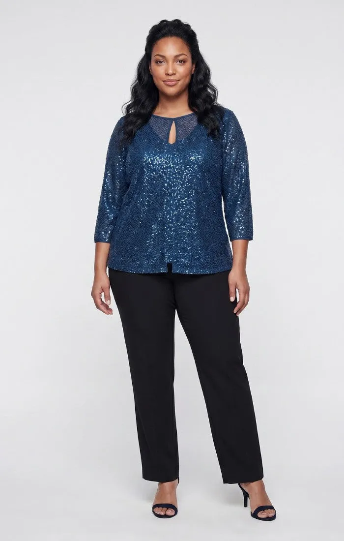 Plus Sequin Crochet Mock Twinset sold by Alex Evenings product image thumbnail 2