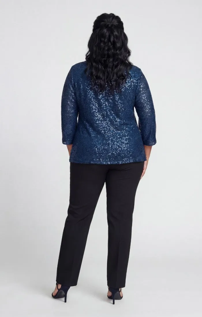 Plus Sequin Crochet Mock Twinset sold by Alex Evenings product image thumbnail 3