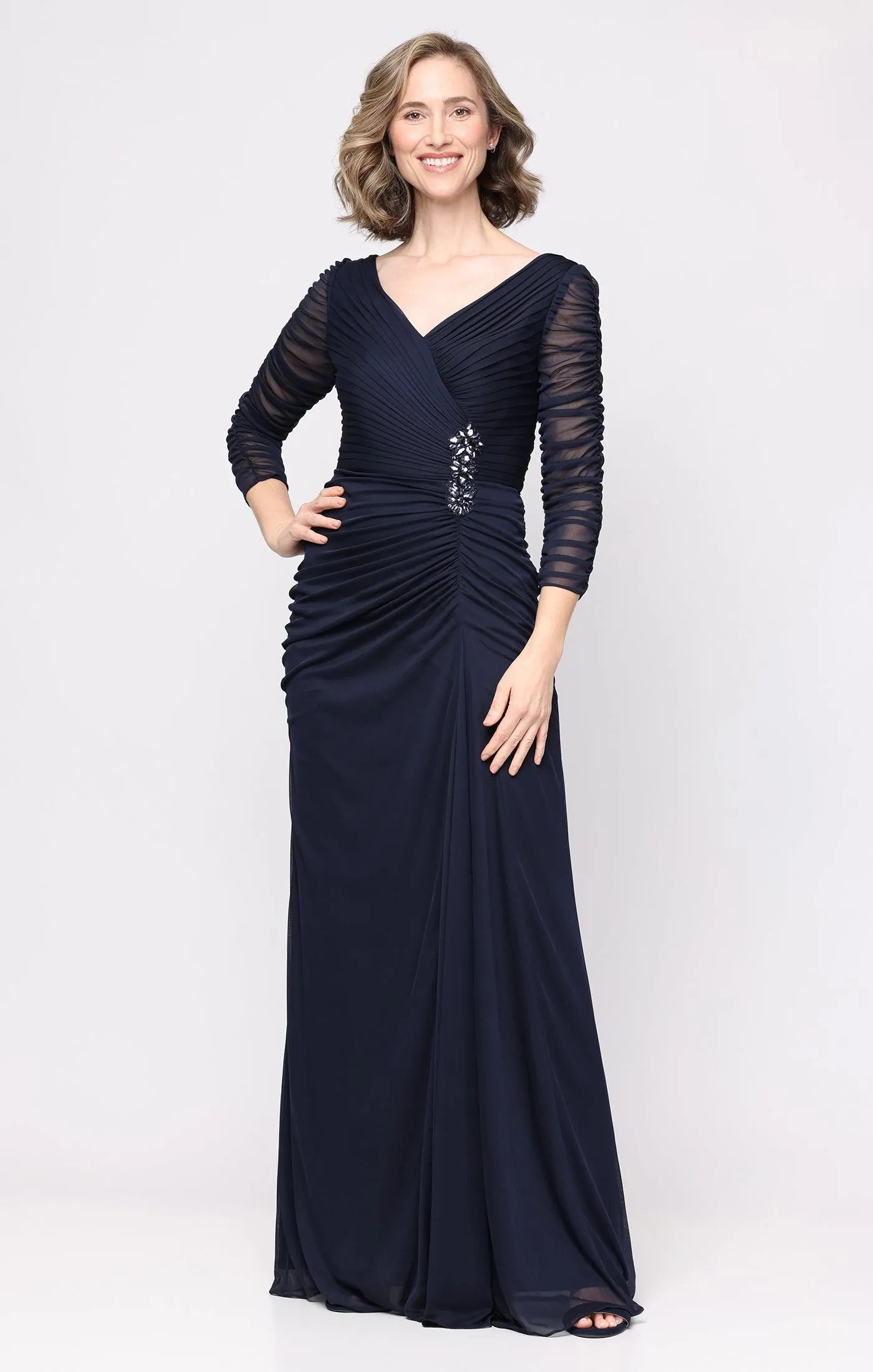 Long Mesh Dress with Embellishment Detail sold by Alex Evenings product image thumbnail 4