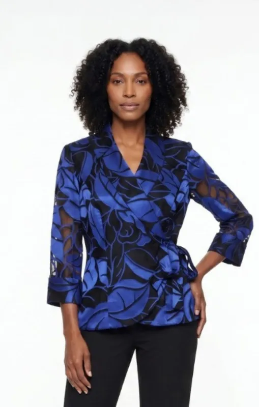 3/4 Sleeve Chiffon Burnout Side Closure Blouse made by Alex Evenings