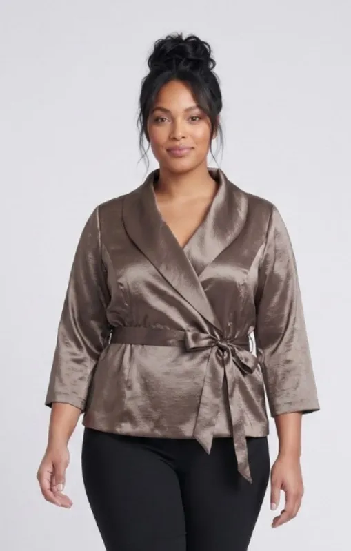 Plus 3/4 Sleeve Surplice Blouse with Tie Waist Detail made by Alex Evenings