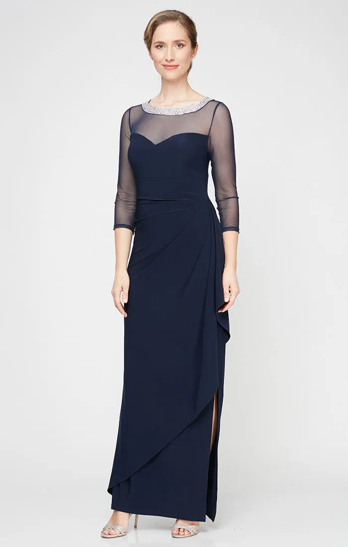 Plus - Matte Jersey Illusion-Neckline Ruched Gown sold by Alex Evenings