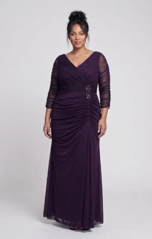 Plus Long Mesh Dress with Embellishment Detail made by Alex Evenings