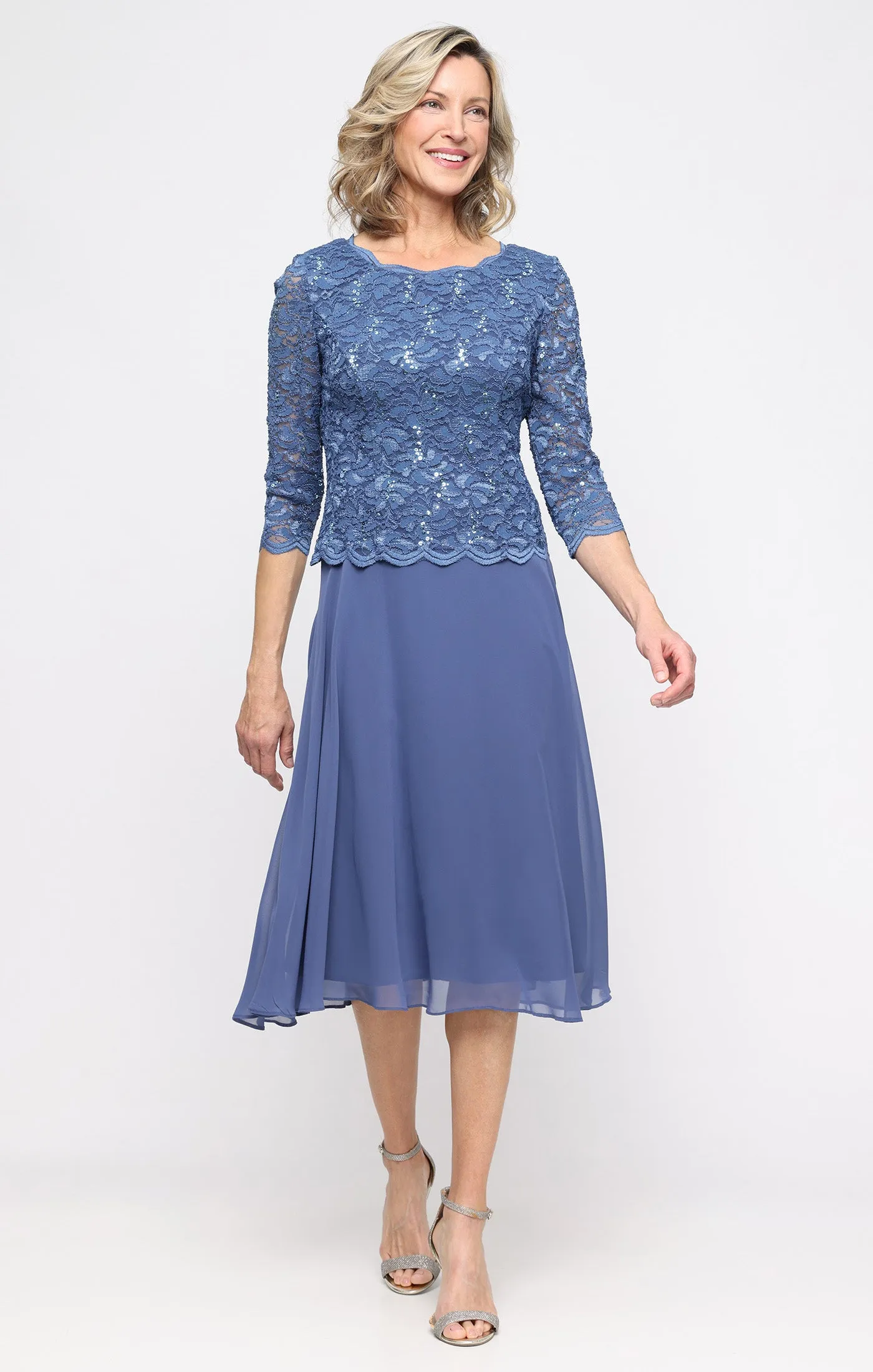 Bella Sequin Lace Dress sold by Alex Evenings