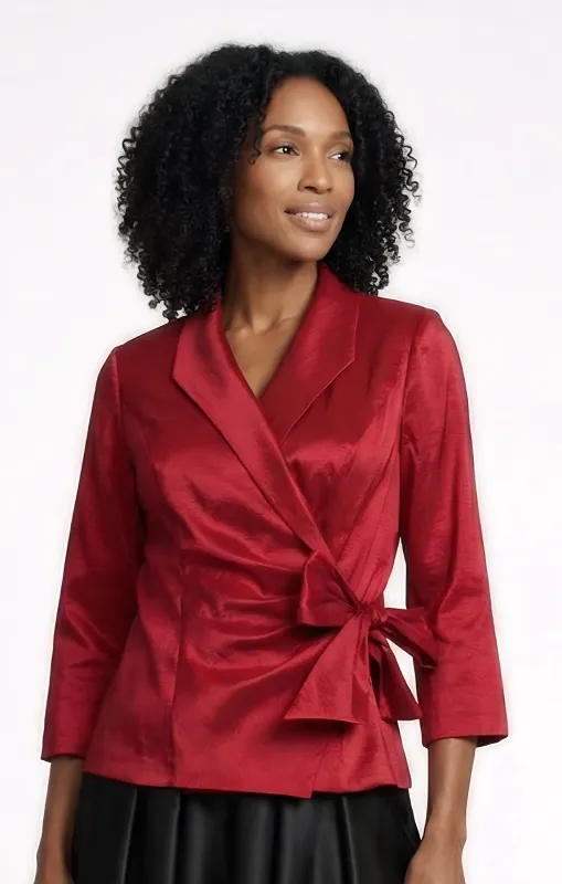 Petite Stretch Taffeta 3/4 Sleeve Blouse made by Alex Evenings