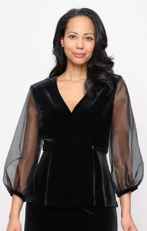 3/4 Sleeve Stretch Velvet Blouse made by Alex Evenings