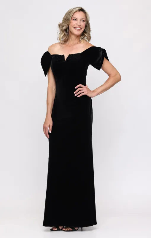 Petite Marilyn Velvet Off the Shoulder Dress made by Alex Evenings