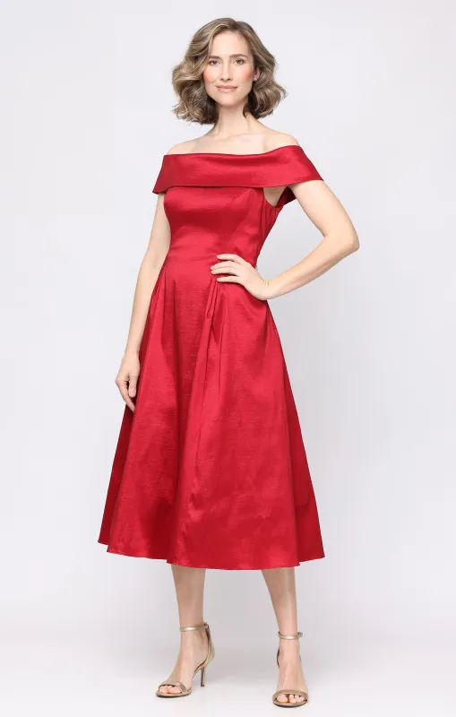 Margaret Taffeta Off-The-Shoulder A-Line Dress made by Alex Evenings