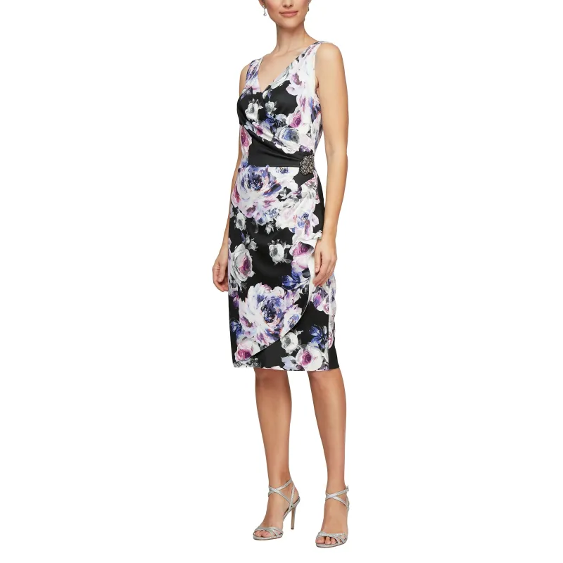 Regular - Short Sleeveless Printed Sheath Dress made by Alex Evenings