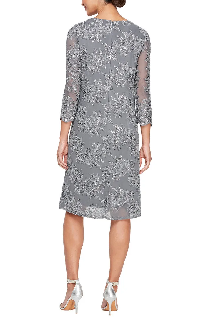 Regular - Embroidered Mock Jacket Dress with Attached Sequin Detail sold by Alex Evenings product image thumbnail 2