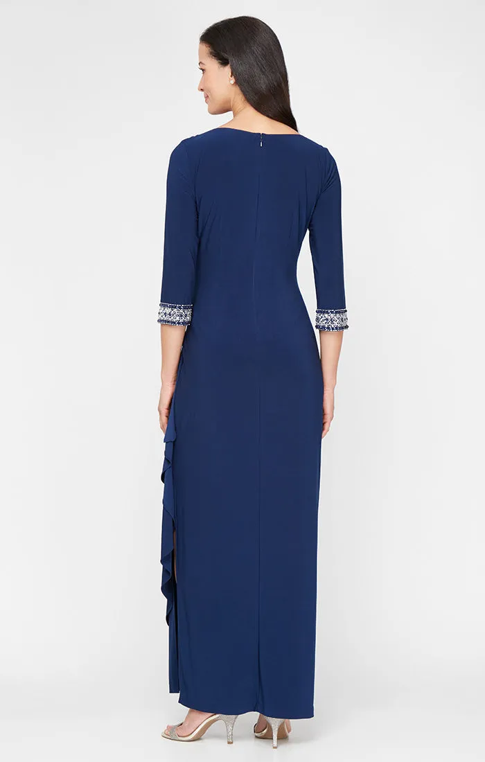 Matte Jersey Keyhole-Neckline A-Line Gown sold by Alex Evenings product image thumbnail 3