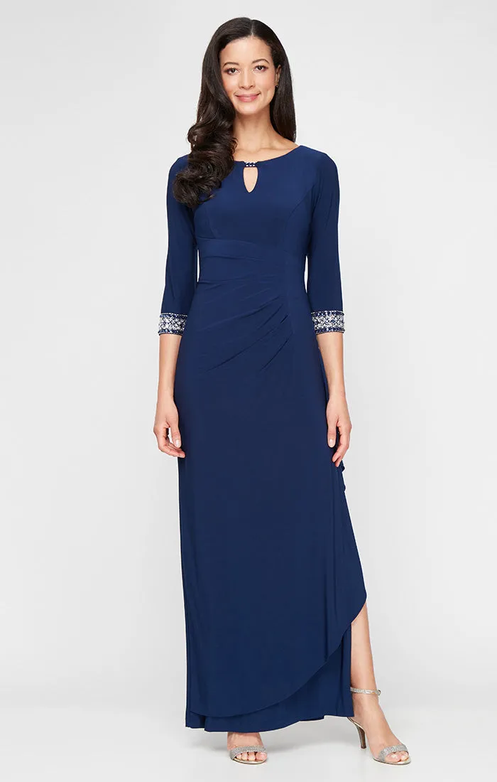 Matte Jersey Keyhole-Neckline A-Line Gown sold by Alex Evenings