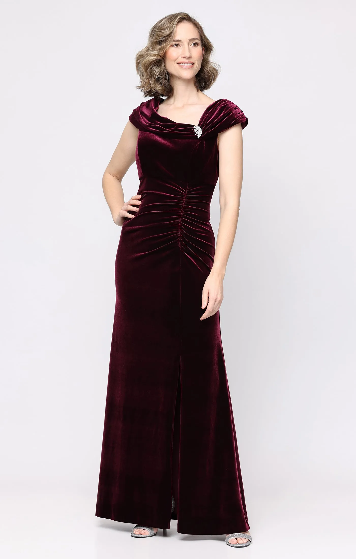 Monica Stretch Velvet Embellished Gown sold by Alex Evenings product image thumbnail 4