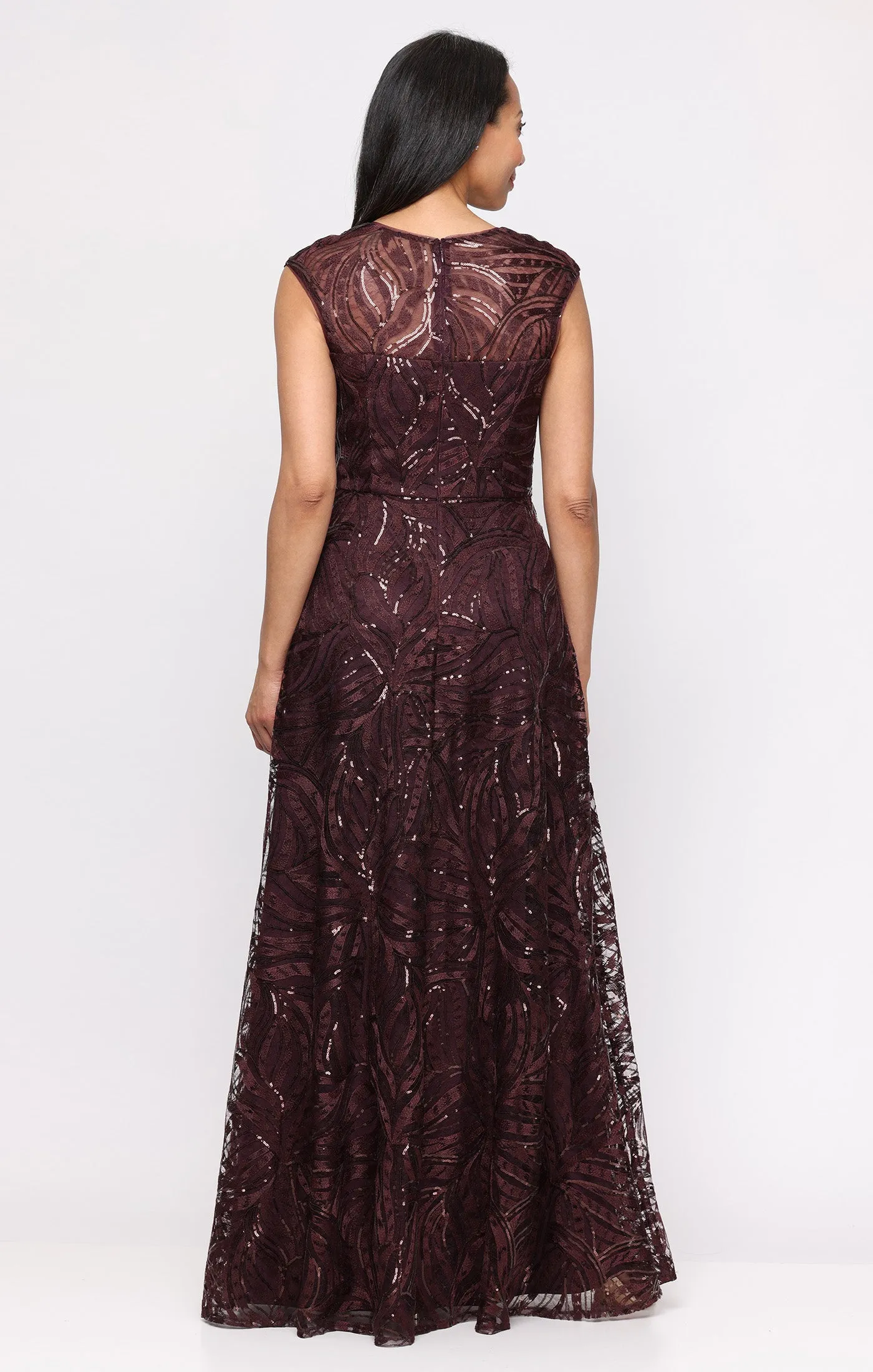 Petite Taylor Embroidered Tulle Square-Neck A-Line Gown sold by Alex Evenings product image thumbnail 5
