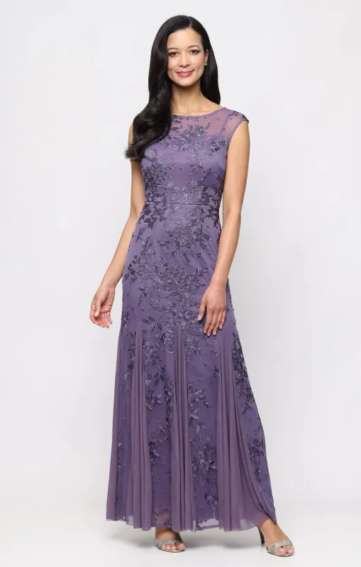 Regular - Kelsey Embroidered Tulle Dress with Godet Detail made by Alex Evenings