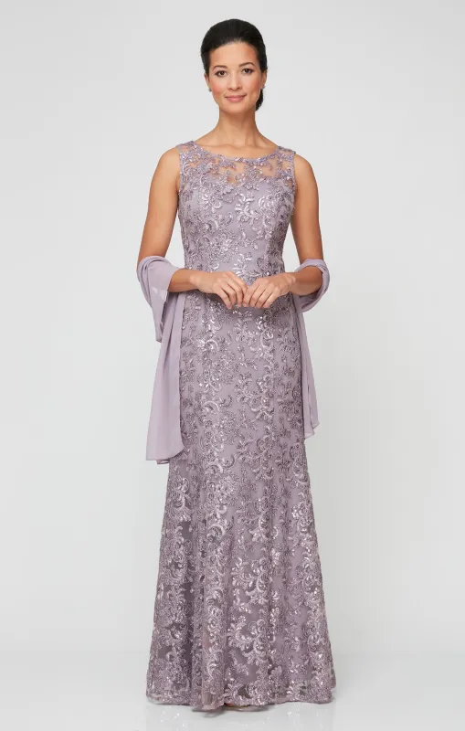 Petite Sleeveless Embroidered Dress made by Alex Evenings