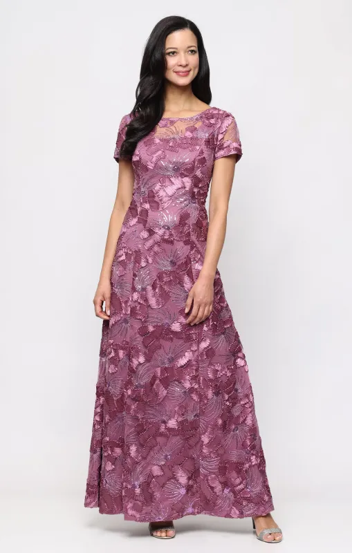 Regular - Soutache Illusion-Neckline A-Line Gown made by Alex Evenings