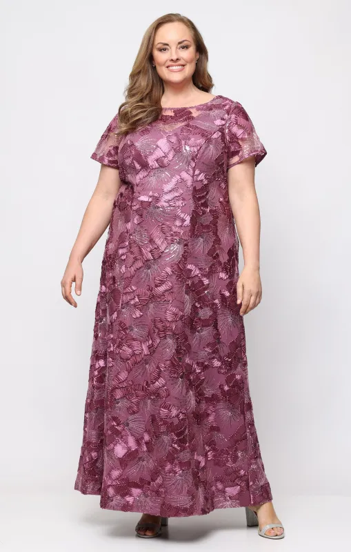 Plus - Soutache Illusion-Neckline A-Line Gown made by Alex Evenings