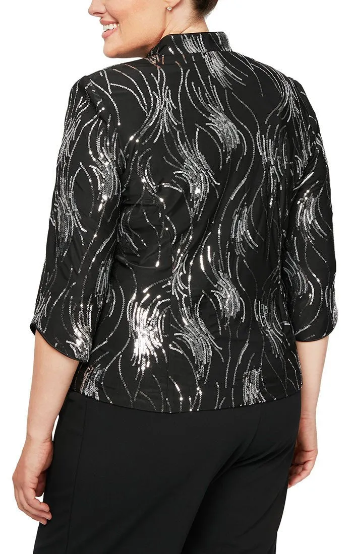 Plus Fireworks Sequin Twinset with Mandarin Neck Collar sold by Alex Evenings product image thumbnail 3
