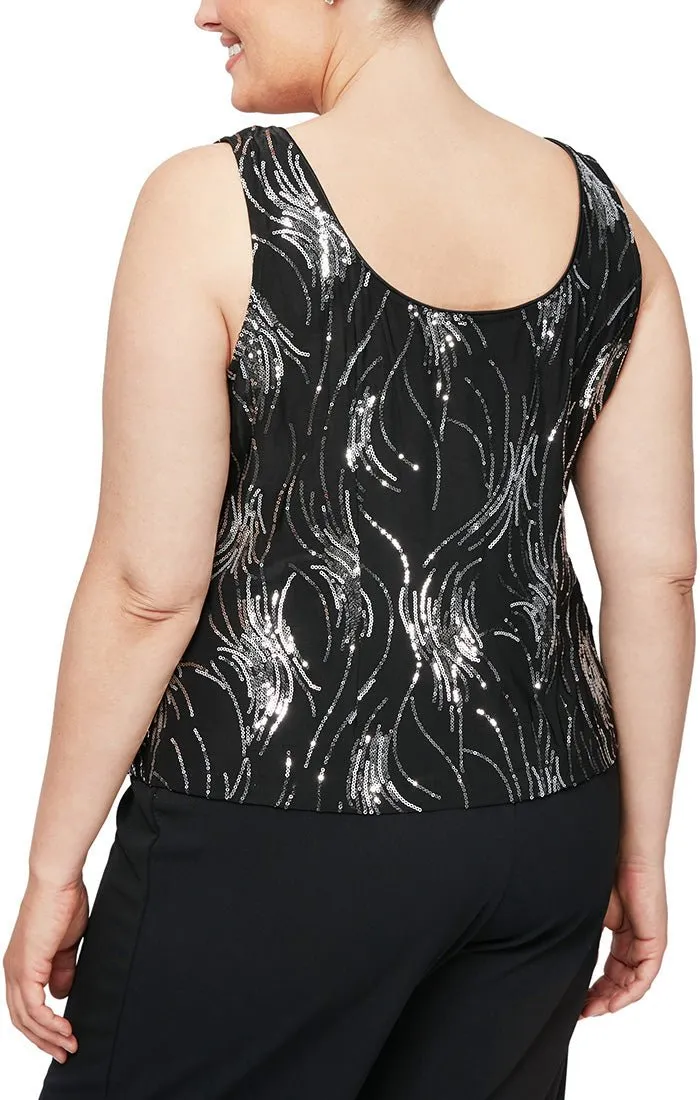 Plus Fireworks Sequin Twinset with Mandarin Neck Collar sold by Alex Evenings product image thumbnail 4