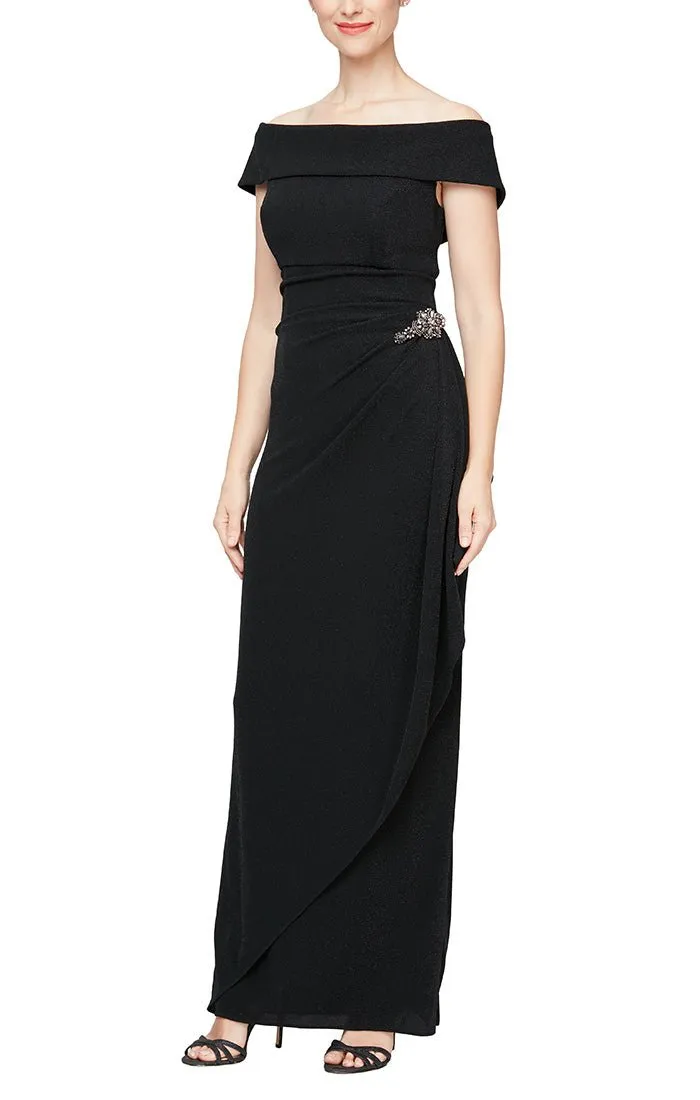 Off-the-Shoulder Metallic Knit Dress sold by Alex Evenings