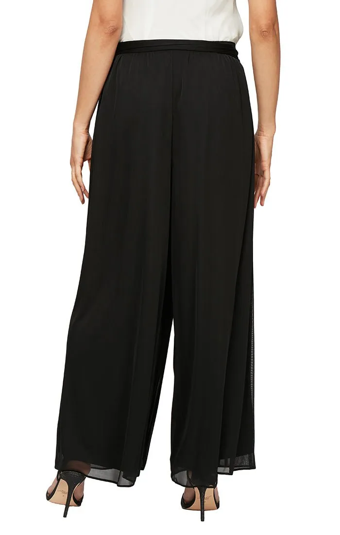 Wide Leg Mesh Pant with Tie Belt sold by Alex Evenings product image thumbnail 2