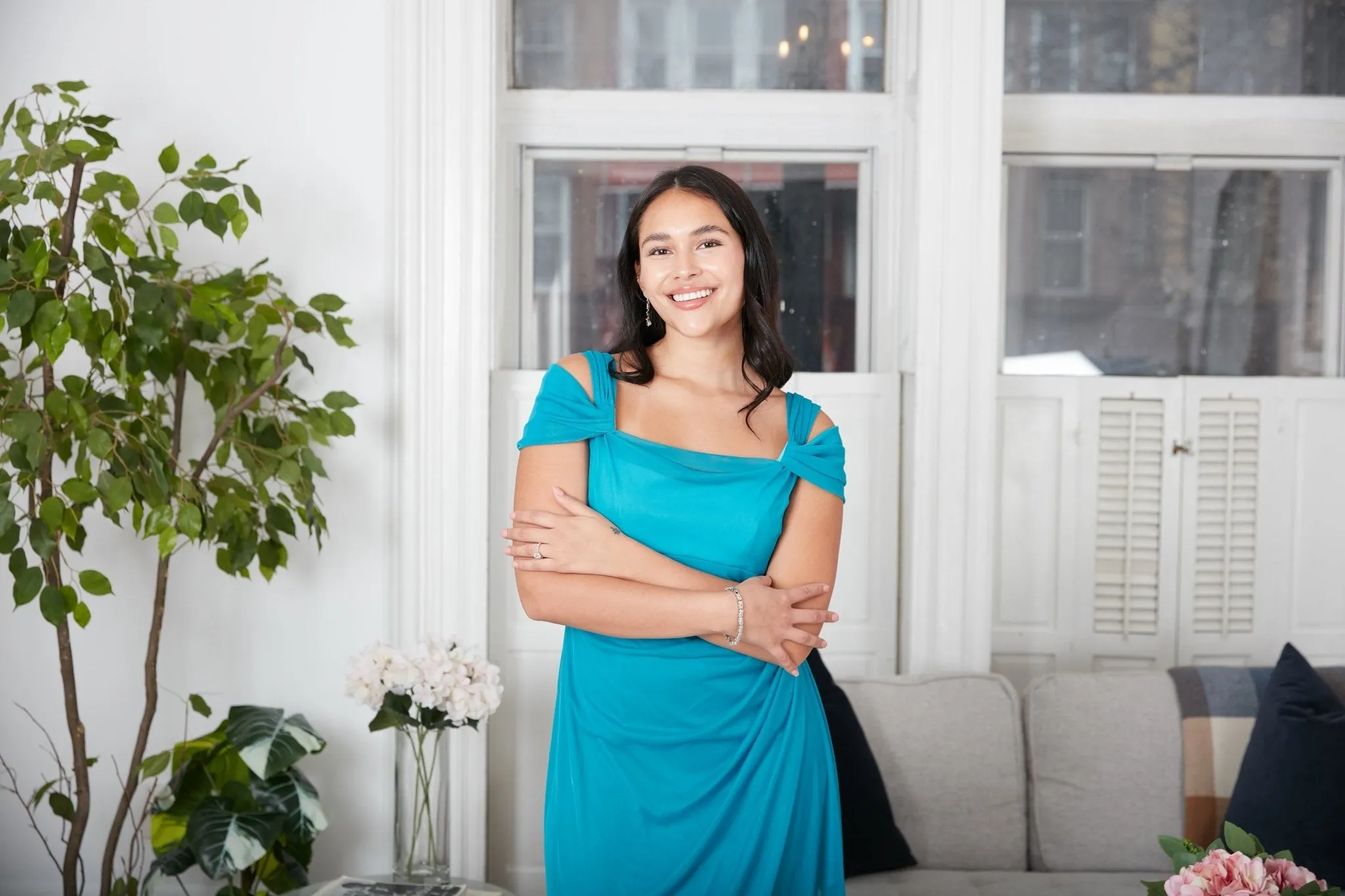 Petite - Cold Shoulder Mesh Gown with Cowl Neckline & Overlay Skirt sold by Alex Evenings product image thumbnail 3