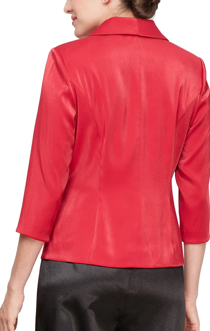 Regular - Side Closure Shimmer Satin Blouse with Collar & Embellished Closure sold by Alex Evenings product image thumbnail 2