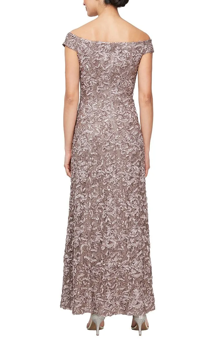 Regular - Off-the-Shoulder Soutache Lace Gown sold by Alex Evenings product image thumbnail 2