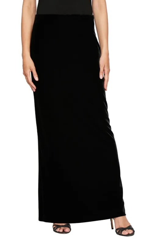 Long Velvet Skirt with Fishtail Back Detail with Elastic Waist sold by Alex Evenings