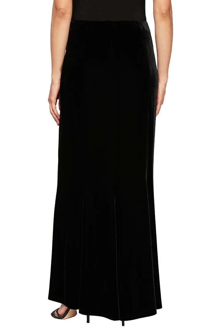 Long Velvet Skirt with Fishtail Back Detail with Elastic Waist sold by Alex Evenings product image thumbnail 2