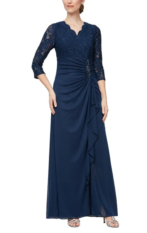 Petite A-Line Empire Waist Lace & Mesh Dress sold by Alex Evenings