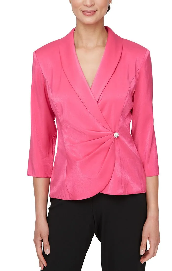 Regular - 3/4 Sleeve Side Closure Blouse with Collar and Decorative Closure sold by Alex Evenings product image thumbnail 3