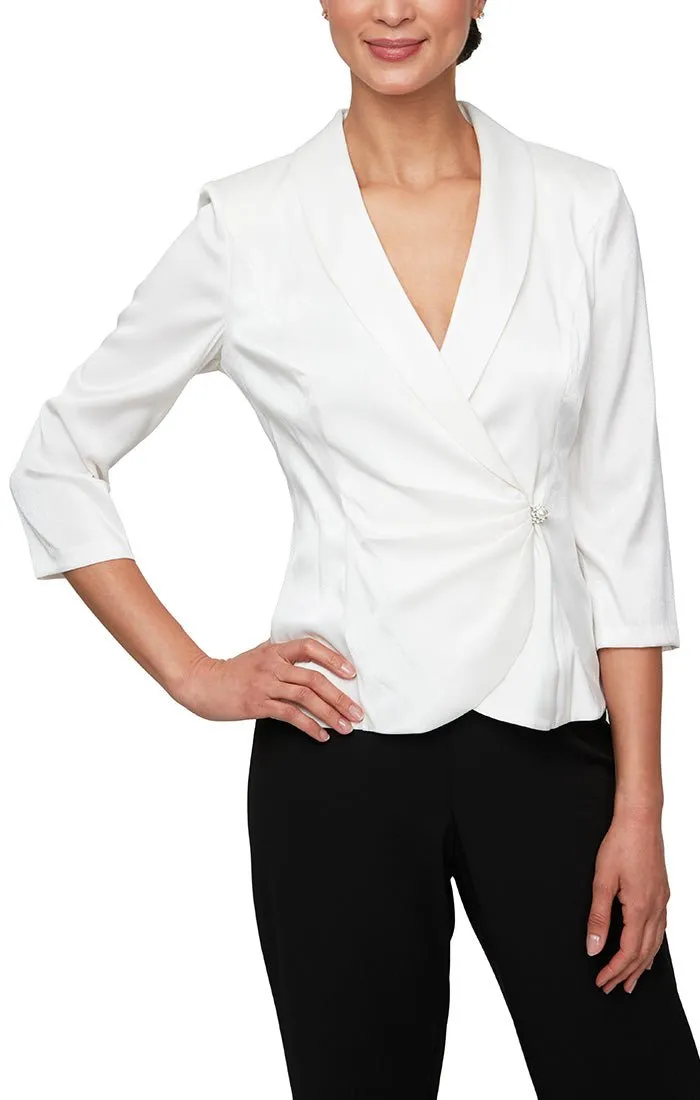 Regular - 3/4 Sleeve Side Closure Blouse with Collar and Decorative Closure sold by Alex Evenings