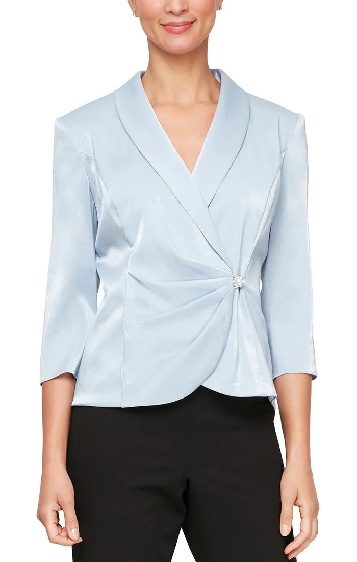 Regular - 3/4 Sleeve Side Closure Blouse with Collar and Decorative Closure sold by Alex Evenings product image thumbnail 5