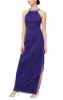 Mesh Dress with Beaded Halter Style Neckline and Cascade Ruffle Detail Skirt sold by Alex Evenings