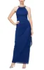 Mesh Dress with Beaded Halter Style Neckline and Cascade Ruffle Detail Skirt sold by Alex Evenings