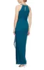 Mesh Dress with Beaded Halter Style Neckline and Cascade Ruffle Detail Skirt sold by Alex Evenings