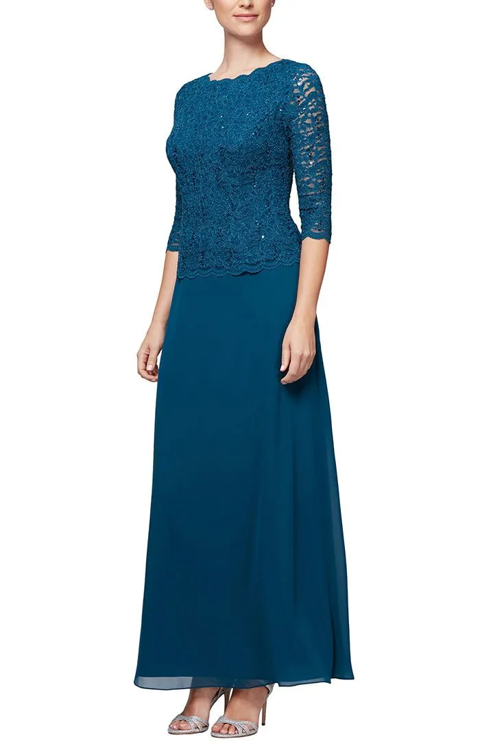 Long Gown with Sequin Lace Bodice & Chiffon Skirt sold by Alex Evenings product image thumbnail 5