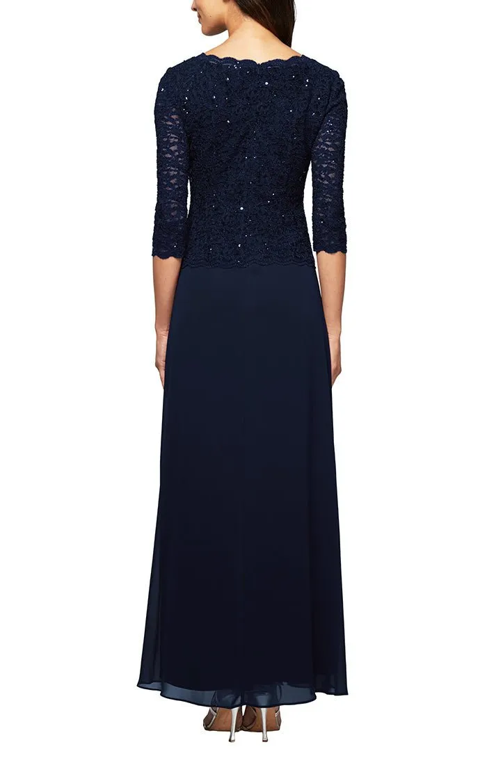 Long Gown with Sequin Lace Bodice & Chiffon Skirt sold by Alex Evenings product image thumbnail 2